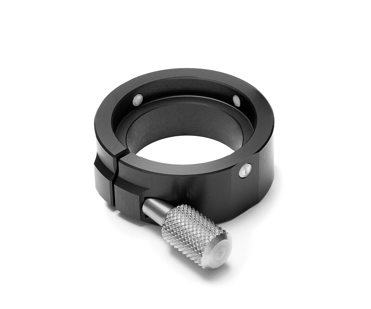 A studio photograph of the upgraded Bolex 13X viewfinder adapter.