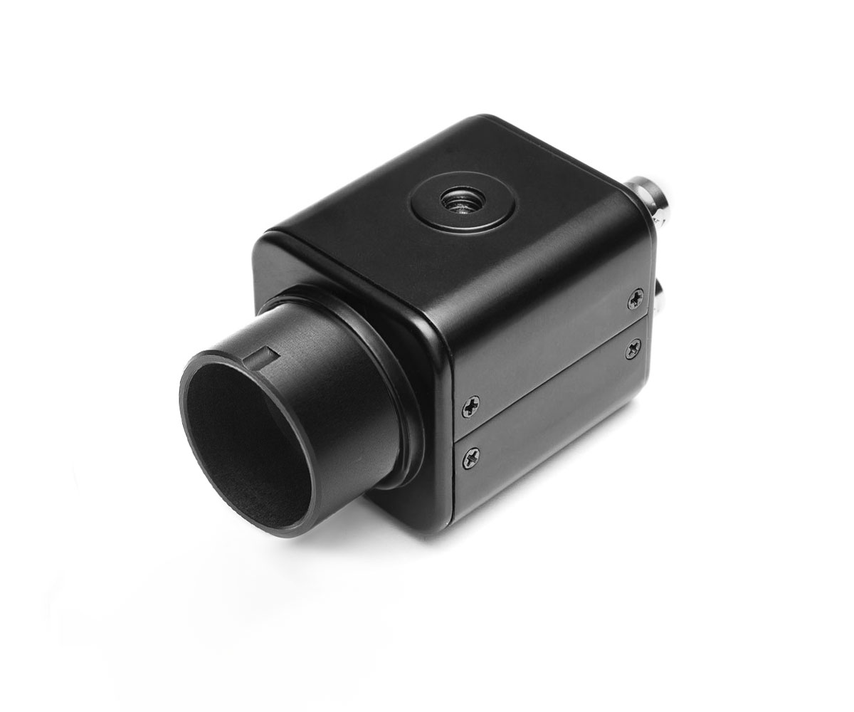 M12 lens adapter for SDI/HDMI video assist systems and 10x viewfinder, machined from high-grade billet alloy.