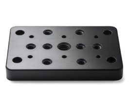 Bolex cheese plate showcased on white background. Designed for rear attachment on Bolex cameras. 