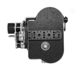 Side of Bolex REX3 showcased on white background. 