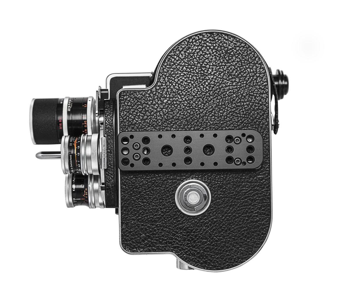 Side of Bolex REX3 showcased on white background.