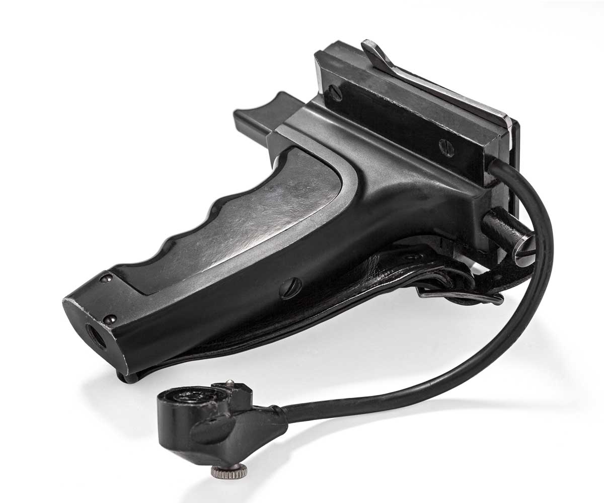 Bolex Pistol Grip with Electric Release for H16 EL showcased on white background.