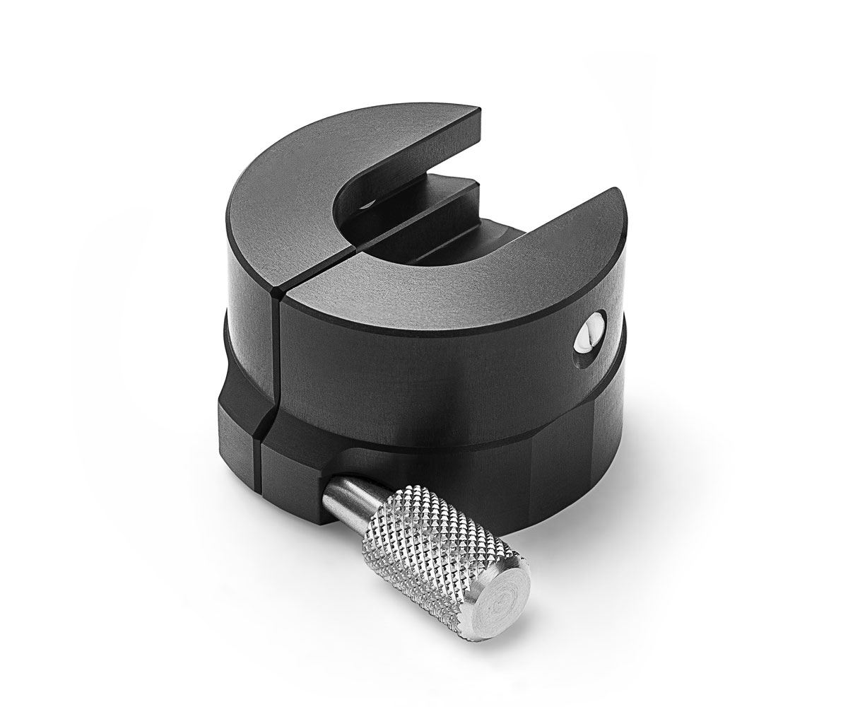 A studio photograph of the upgraded Bolex 10X viewfinder adapter.