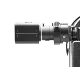 10X Viewfinder of the Bolex REX3 on a White Background with 10x adapter. 