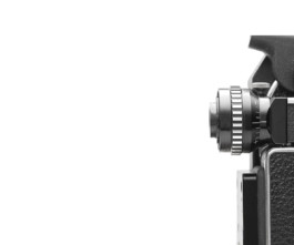 13X Viewfinder of the Bolex REX5 on a White Background without rubber. eyecup.