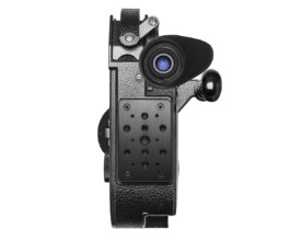 Back of Bolex EBM showcased on white background. 