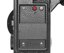 Back of Bolex EBM showcased on white background.