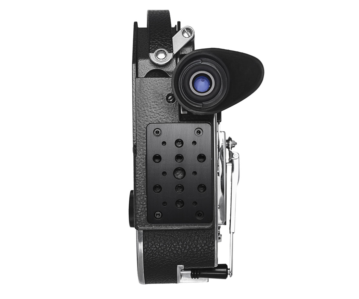 Back of Bolex EBM showcased on white background.