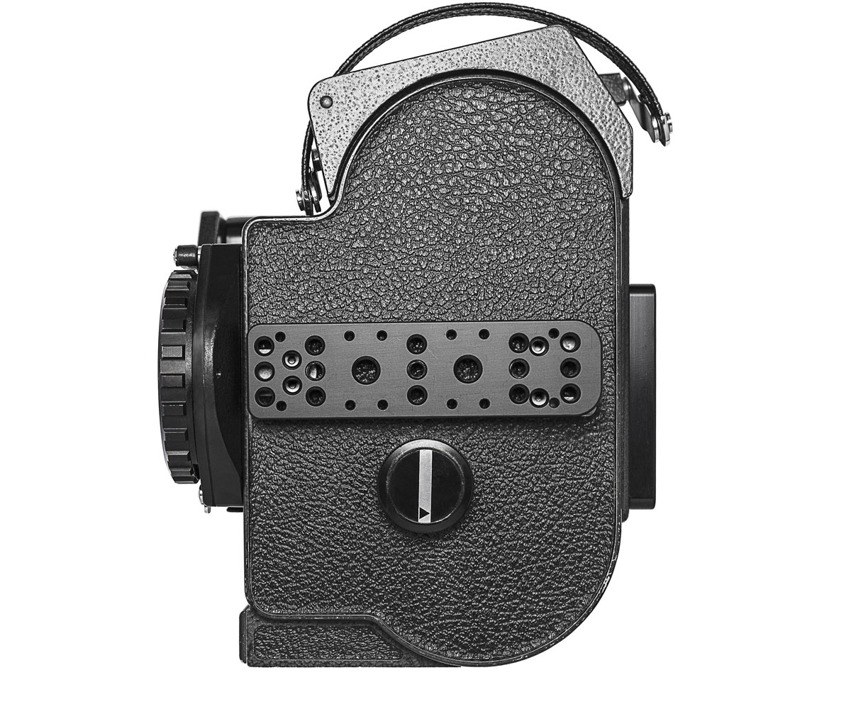 Side of Bolex EBM showcased on white background.
