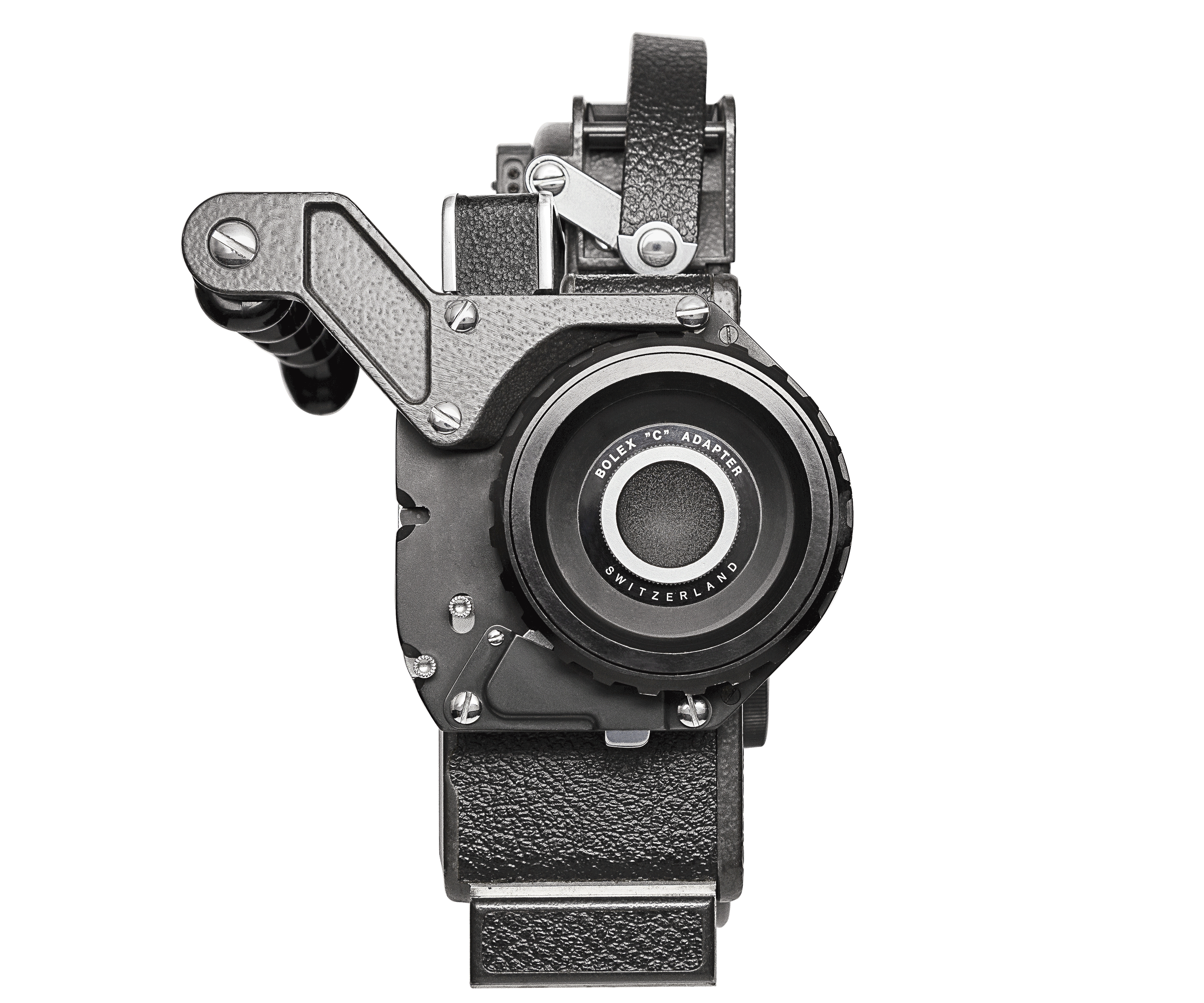 Bolex bayonet showcased on white background with cap.