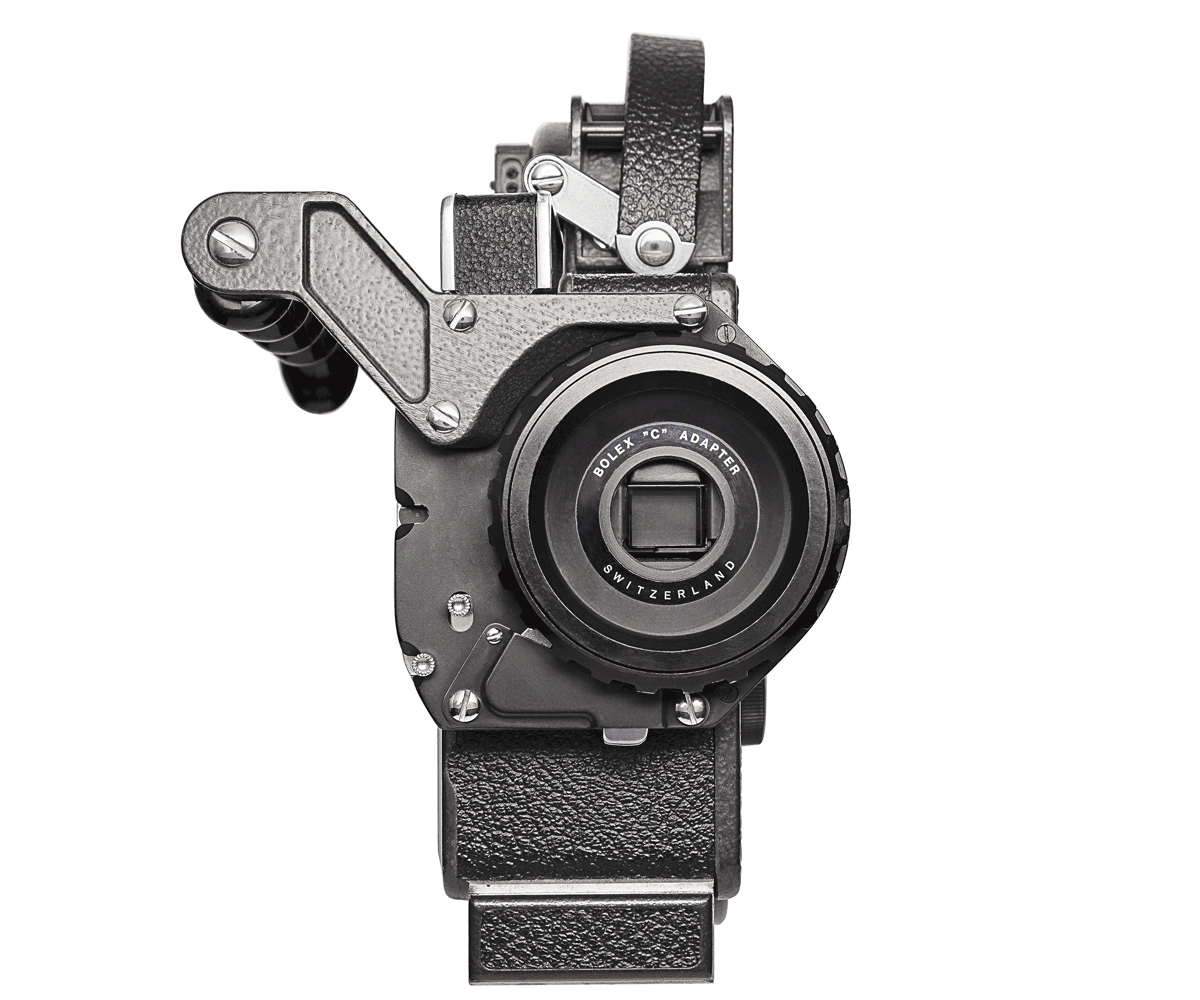 Bolex bayonet showcased on white background without cap showing the Bolex prism. 