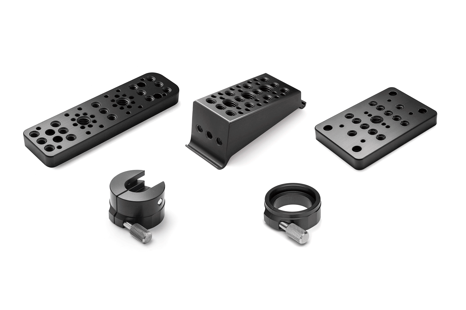 Bolex kit with top, side (REX/EBM/EL), and rear cheese plates, plus a 13x/10x adapter. Gif animation with different colors.