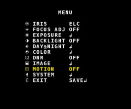 Video assist settings displayed on an external monitor, showing detailed adjustments for optimal video output. 