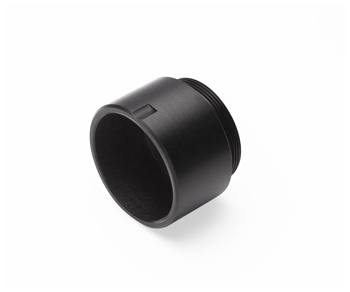 M12 lens adapter for SDI/HDMI video assist systems and 10x viewfinder, machined from high-grade billet alloy.