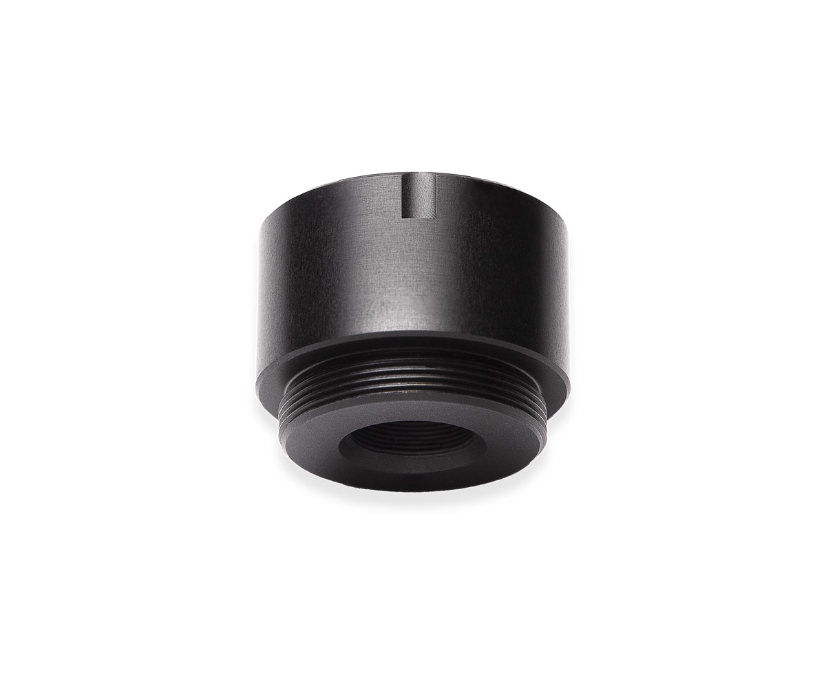 M12 lens adapter for SDI/HDMI video assist systems and 10x viewfinder, machined from high-grade billet alloy.