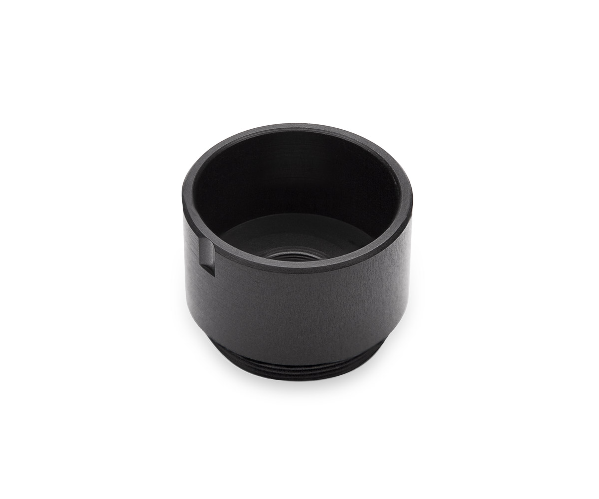 M12 lens adapter for SDI/HDMI video assist systems and 10x viewfinder, machined from high-grade billet alloy.