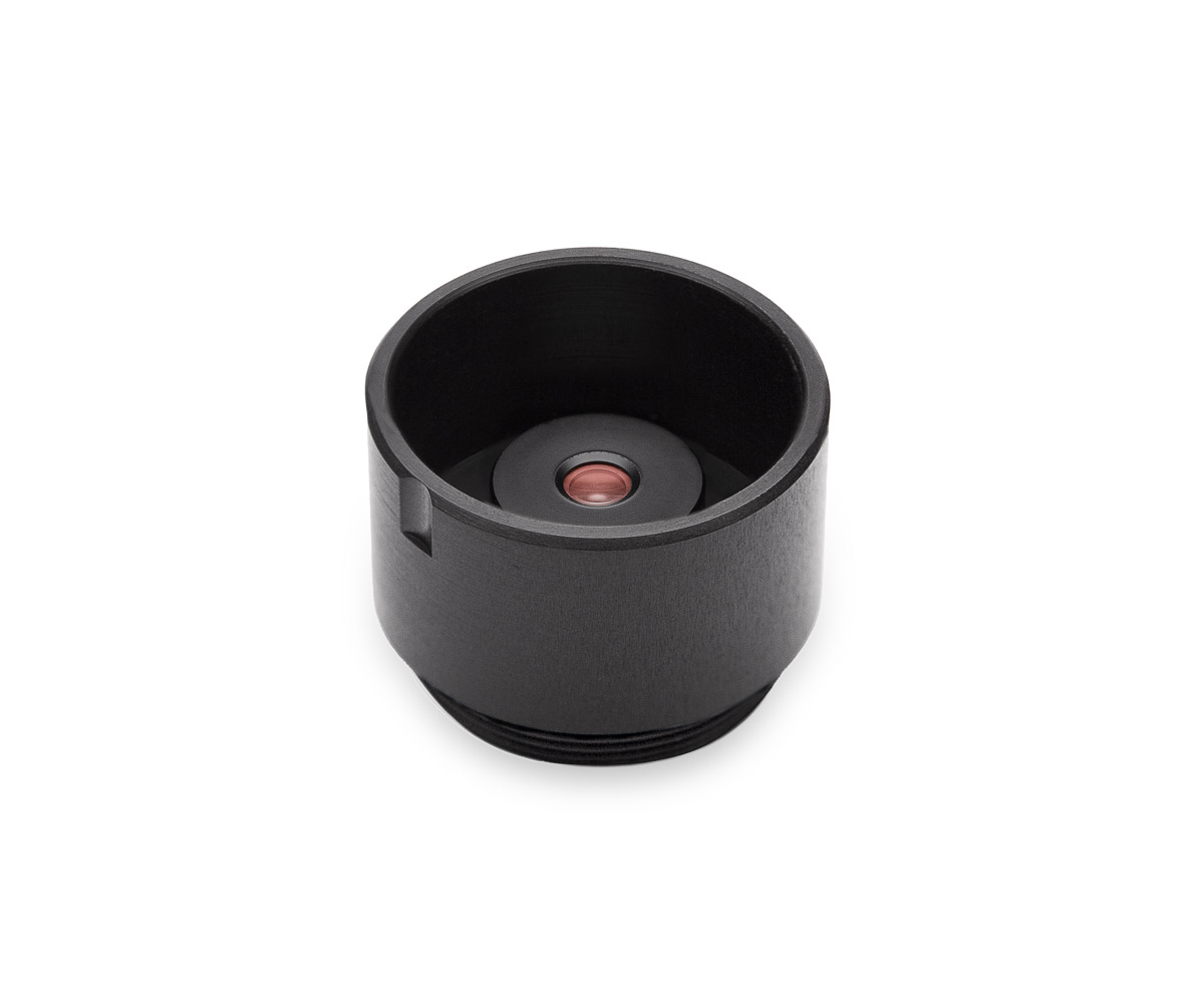 M12 lens adapter for SDI/HDMI video assist systems and 10x viewfinder, machined from high-grade billet alloy.
