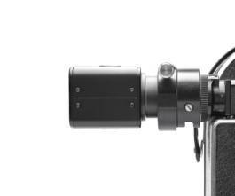 Bolex REX3 10× viewfinder with M12 video assist adapter installed. 