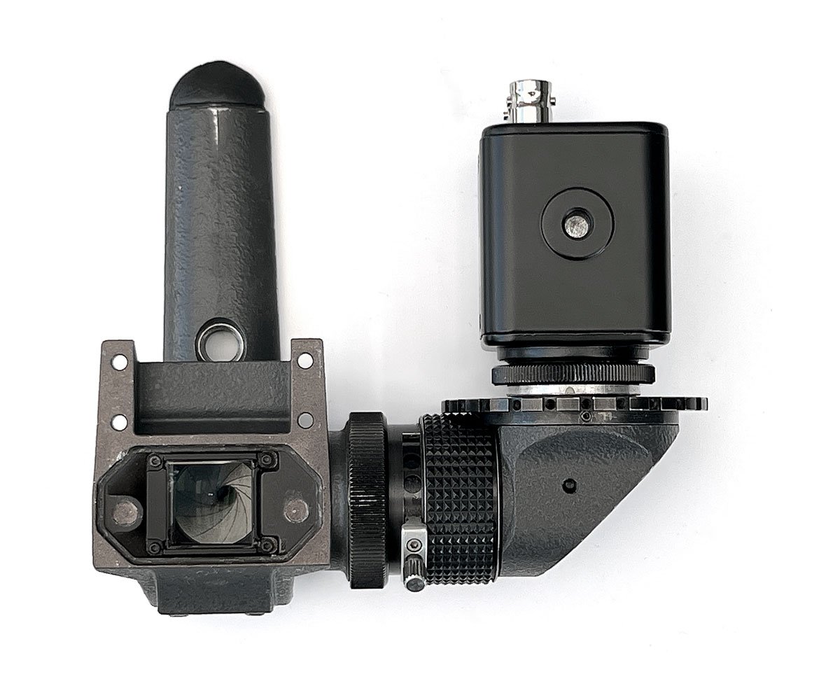 ARRI SR3 video top handle with optics elbow, spacer and locking ring for video tap installation